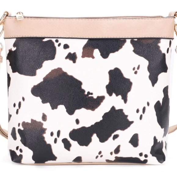 Cow Print Hobo & Crossbody Bag Set – 2pc Vegan Leather Shoulder Bag Purse Combo - Picture 7 of 8